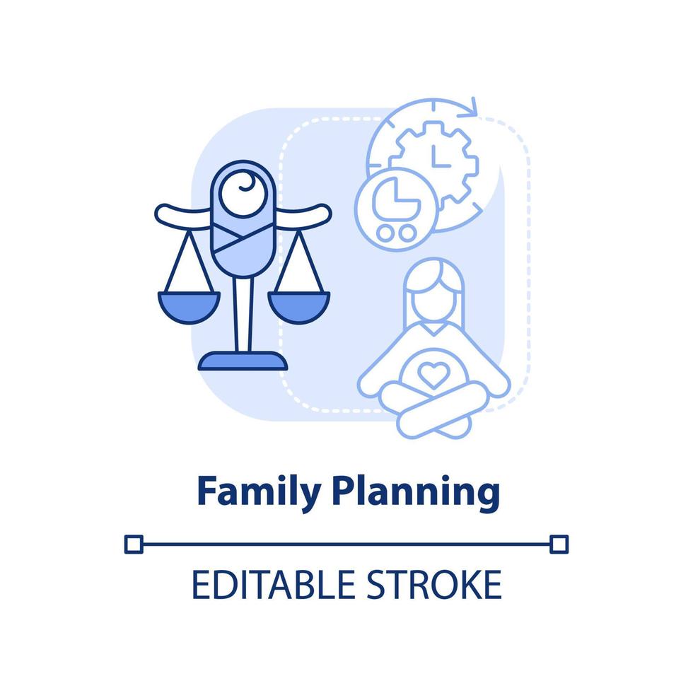 Family planning light blue concept icon. Birth control. Solution to overpopulation abstract idea thin line illustration. Isolated outline drawing. Editable stroke. vector