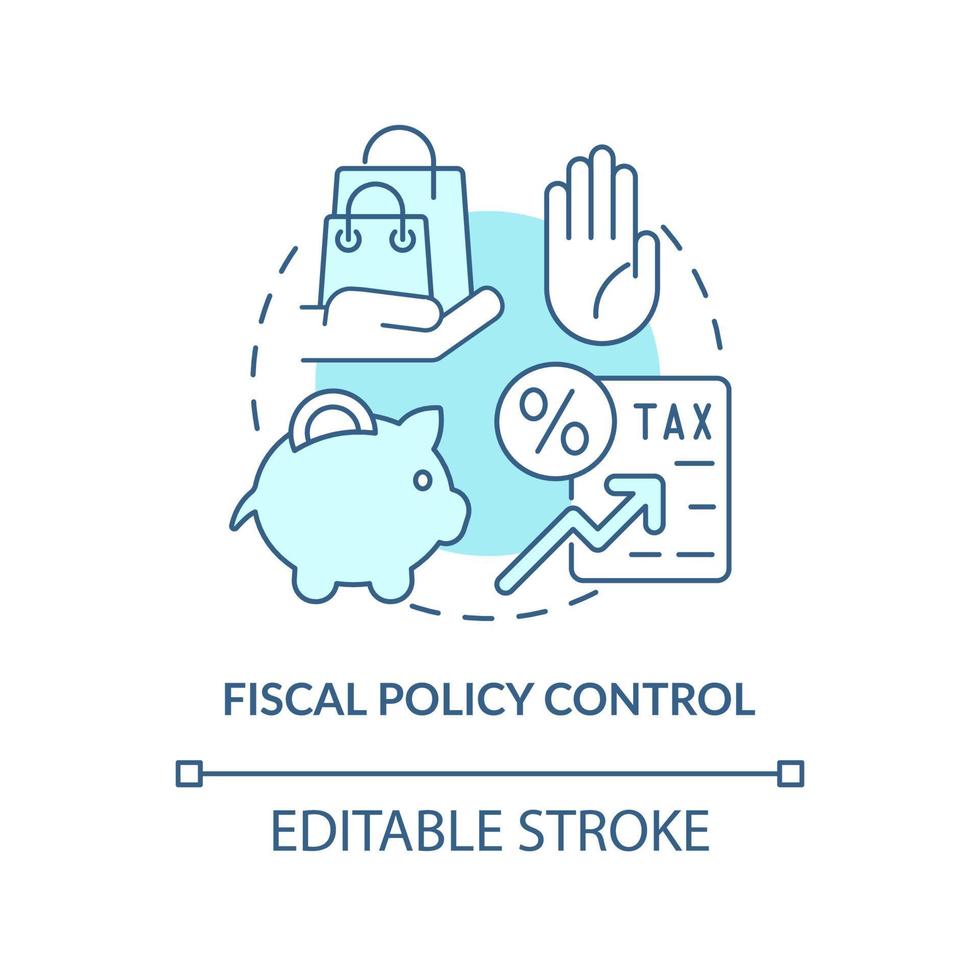 icono de concepto turquesa de control de política fiscal. tasa impositiva más alta. controlar la inflación idea abstracta ilustración de línea delgada. dibujo de contorno aislado. trazo editable. vector