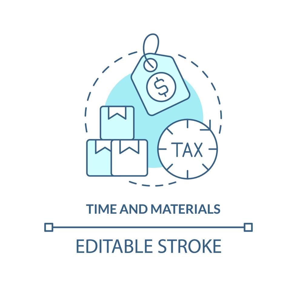 Time and materials turquoise concept icon. Agreement in procurement abstract idea thin line illustration. Product quality. Isolated outline drawing. Editable stroke. vector