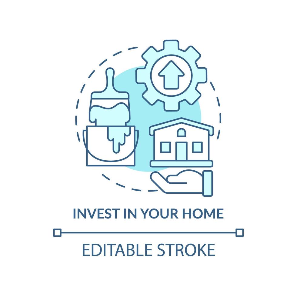 Invest in your home turquoise concept icon. Protecting money during inflation abstract idea thin line illustration. Isolated outline drawing. Editable stroke. vector