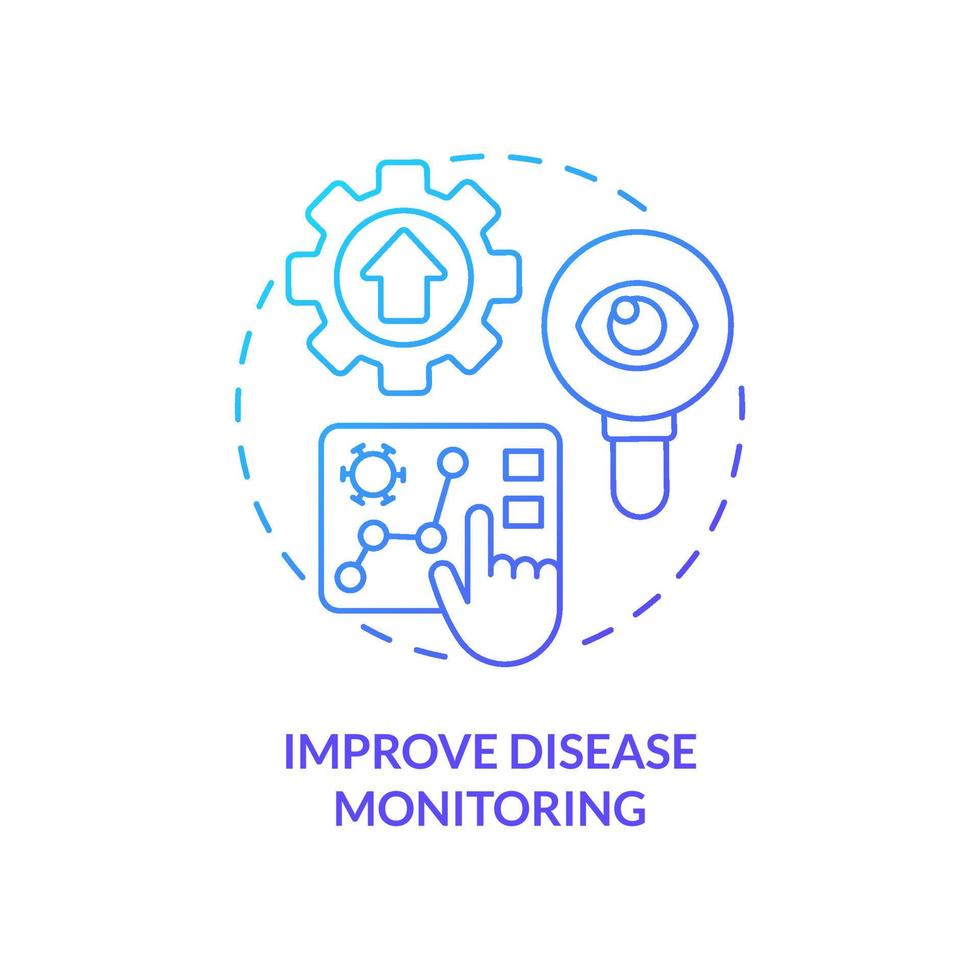 Improve disease monitoring blue gradient concept icon. Illness surveillance. Pandemic prevention abstract idea thin line illustration. Isolated outline drawing vector