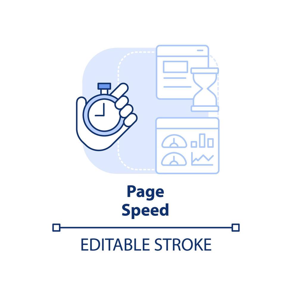 Page speed light blue concept icon. Loading time of website pages. SEO ranking factor abstract idea thin line illustration. Isolated outline drawing. Editable stroke. vector