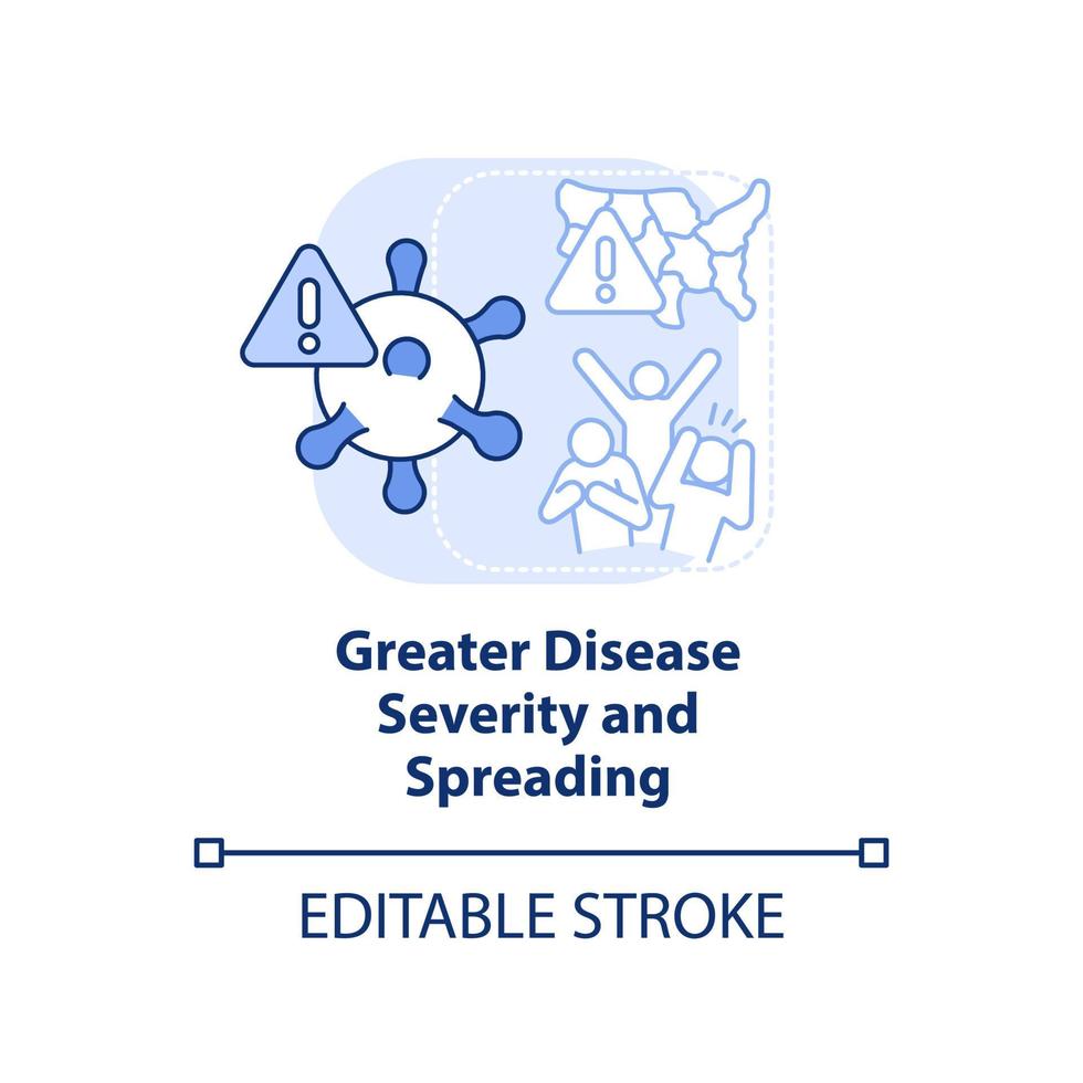 Greater disease severity and spreading light blue concept icon. Overcrowding abstract idea thin line illustration. Isolated outline drawing. Editable stroke. vector