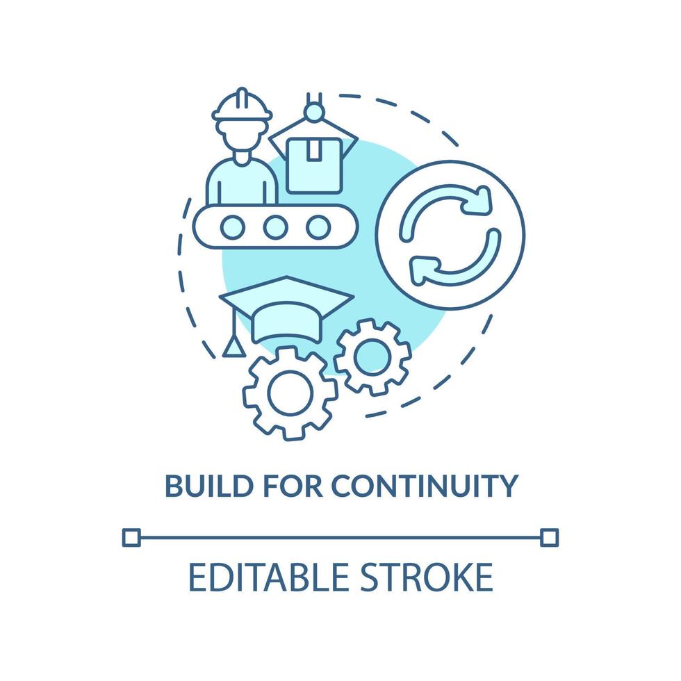 Build for continuity turquoise concept icon. Dealing with inflation in business abstract idea thin line illustration. Isolated outline drawing. Editable stroke. vector
