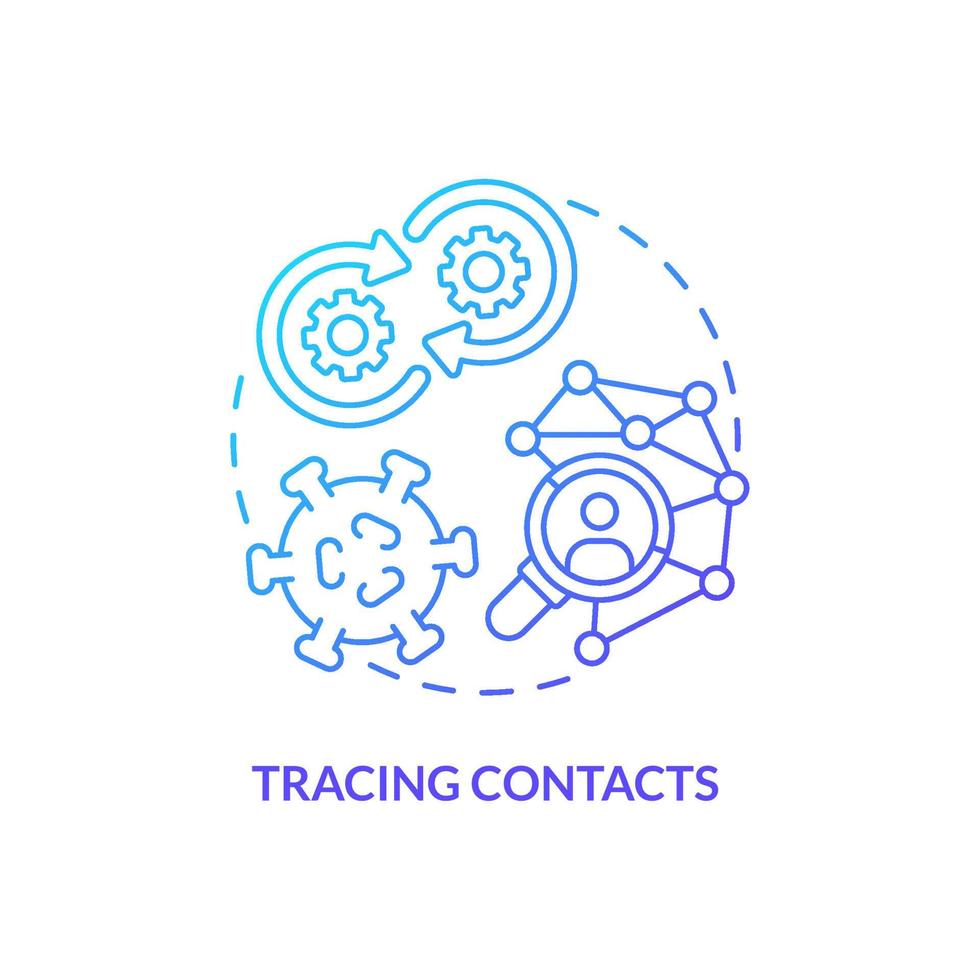 Tracing contacts blue gradient concept icon. Infection and viruses spreading. Disease monitoring abstract idea thin line illustration. Isolated outline drawing. vector