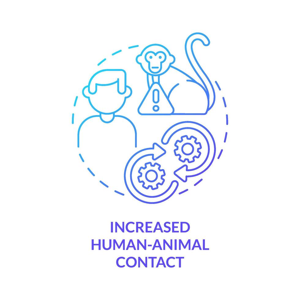 Increased human animal contact blue gradient concept icon. Reason for increased risk of pandemic abstract idea thin line illustration. Isolated outline drawing. vector