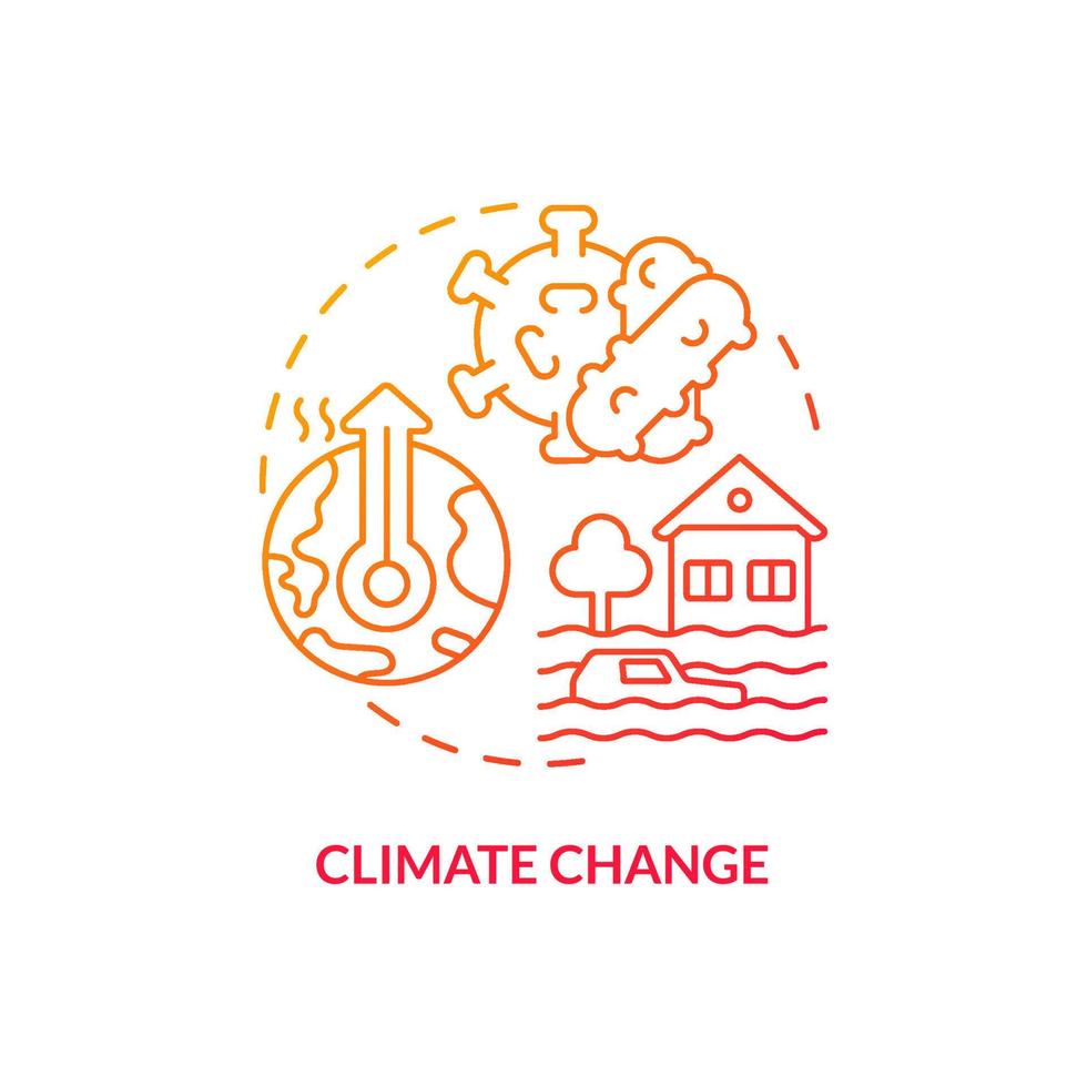 Climate change red gradient concept icon. Weather and infections. Reason for increased risk of pandemic abstract idea thin line illustration. Isolated outline drawing. vector
