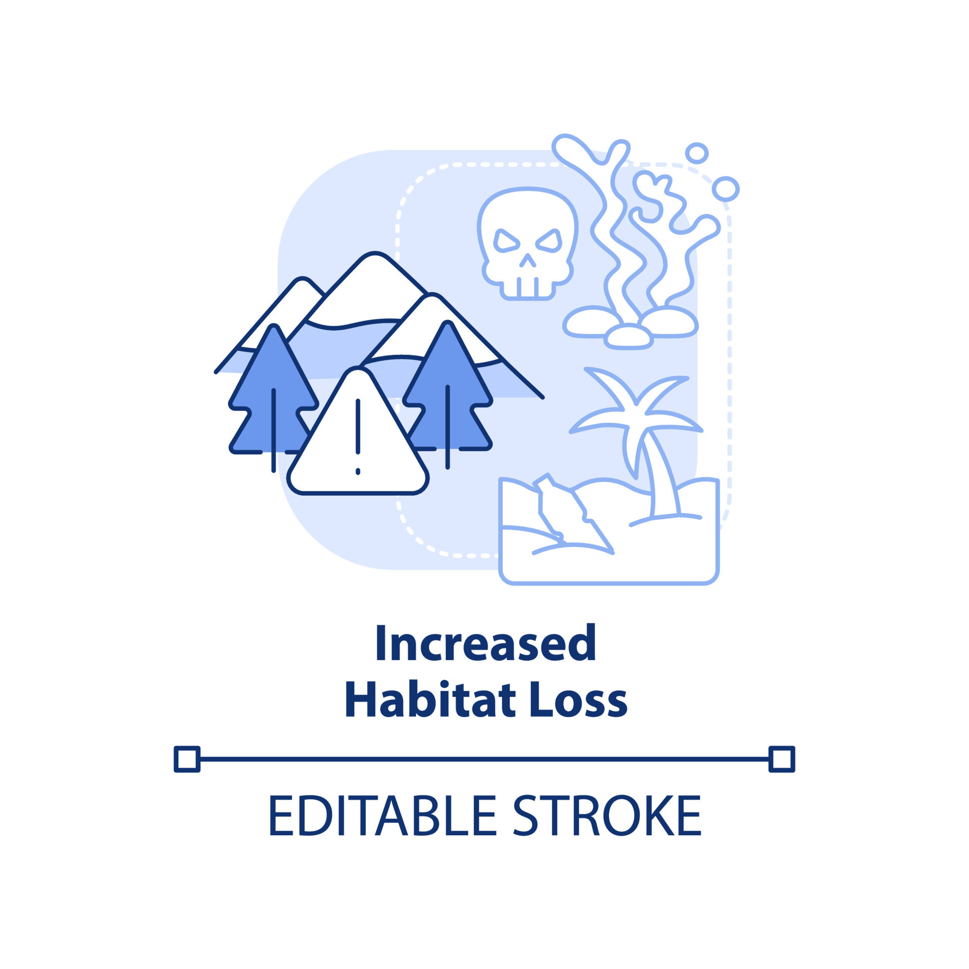Increased habitat loss light blue concept icon. Overpopulation effect