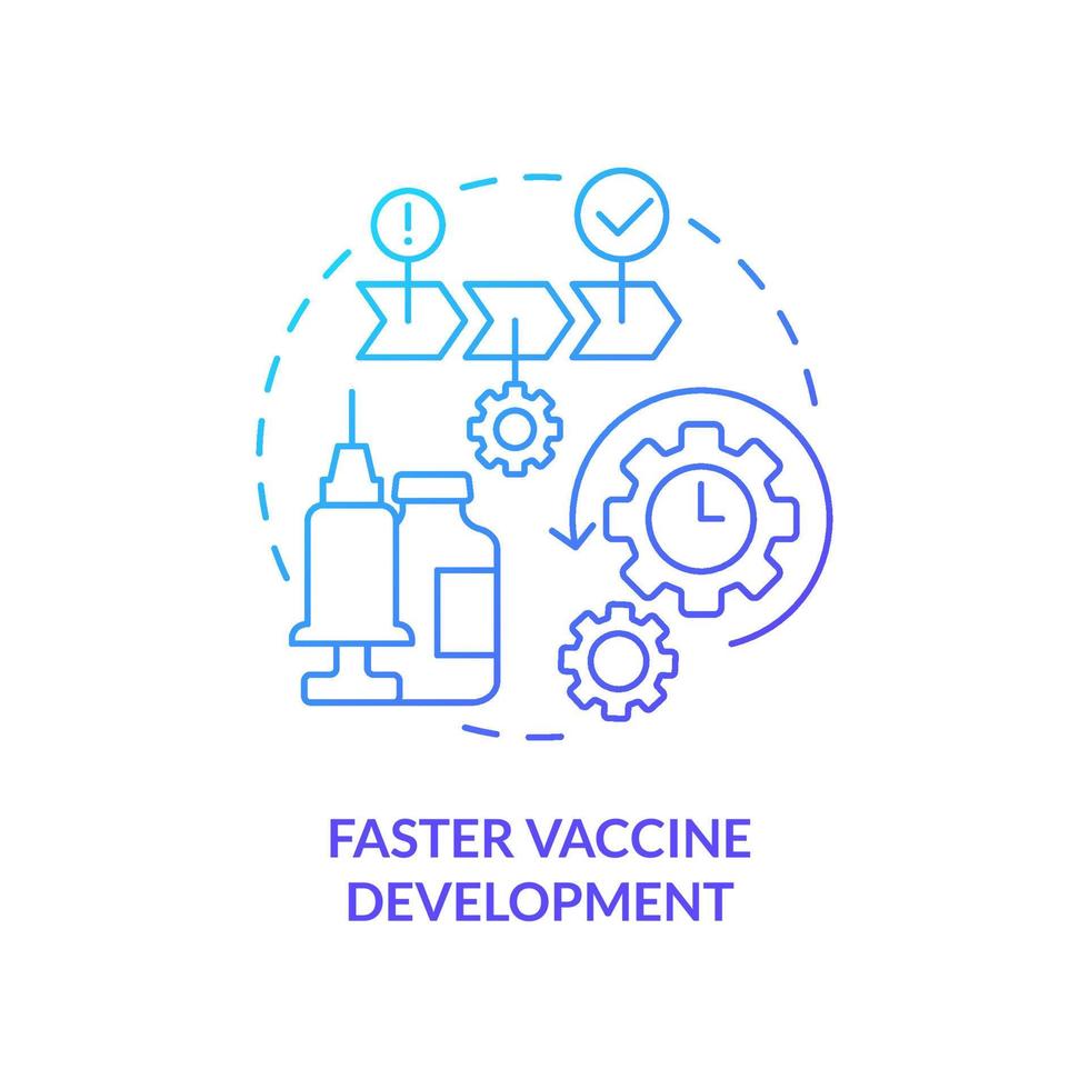 Faster vaccine development blue gradient concept icon. Rapid injection design. Pandemic prevention abstract idea thin line illustration. Isolated outline drawing vector