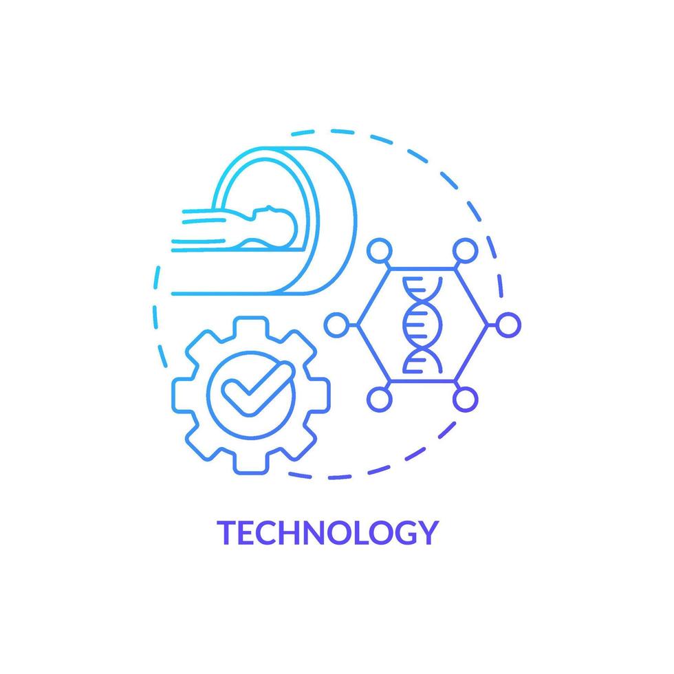 icono de concepto de gradiente azul de tecnología. métodos innovadores. cribado de pacientes. esfuerzo de preparación para pandemias idea abstracta ilustración de línea delgada. dibujo de contorno aislado vector