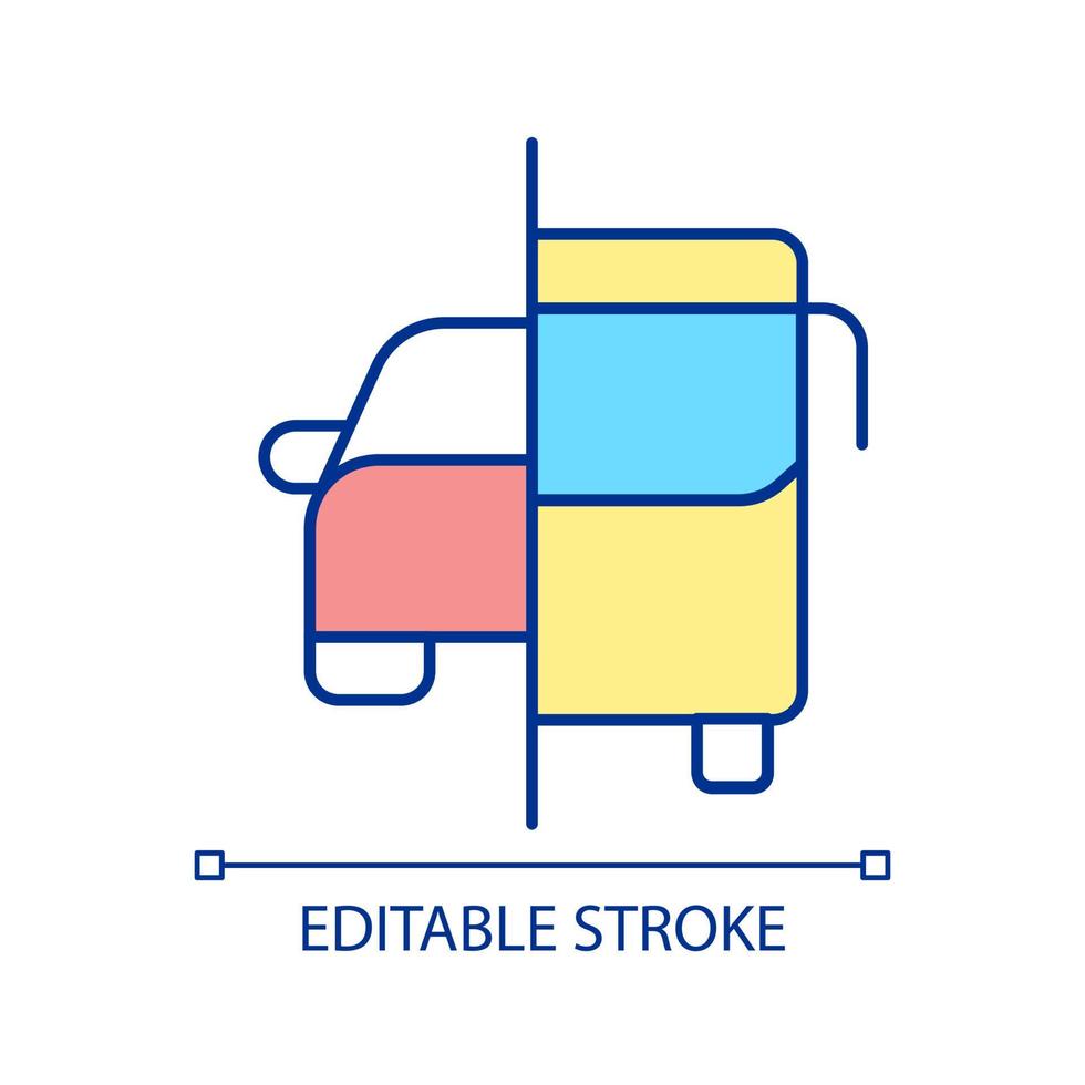 Public transport RGB color icon. Urban infrastructure. Car sharing and buses. Mode of transport. Isolated vector illustration. Simple filled line drawing. Editable stroke.