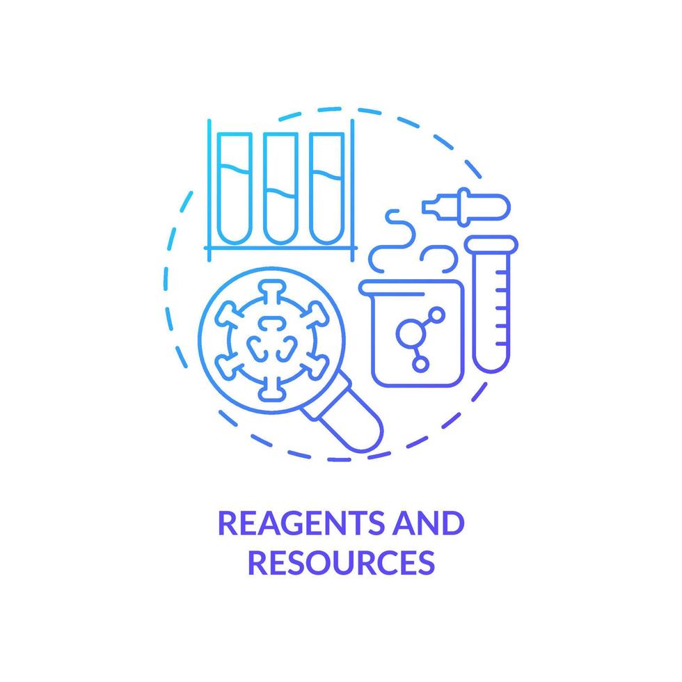 Reagents and resources blue gradient concept icon. Pandemic preparedness preclinical research abstract idea thin line illustration. Isolated outline drawing vector