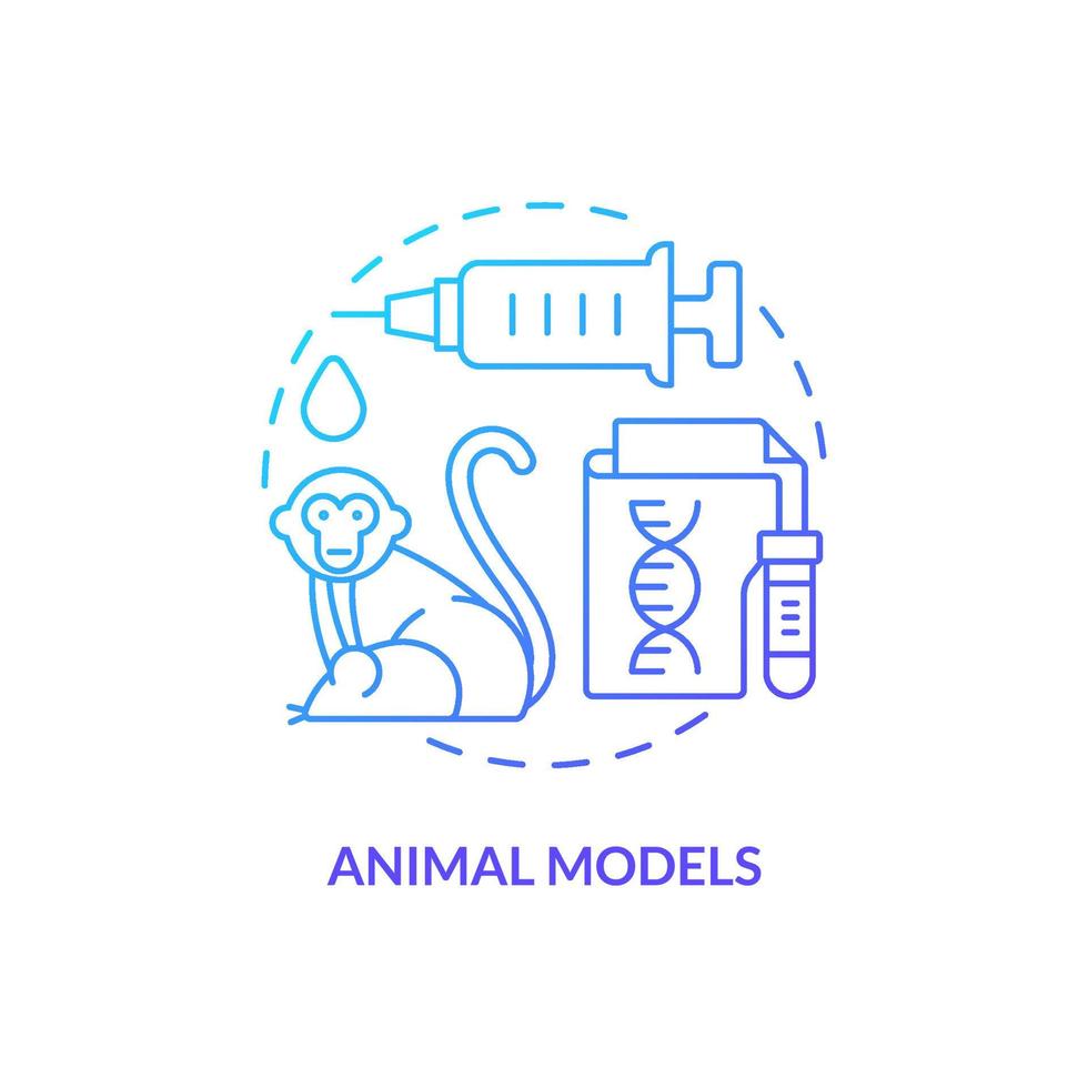 Animal models blue gradient concept icon. Experimental models. Pandemic preparedness preclinical research abstract idea thin line illustration. Isolated outline drawing vector