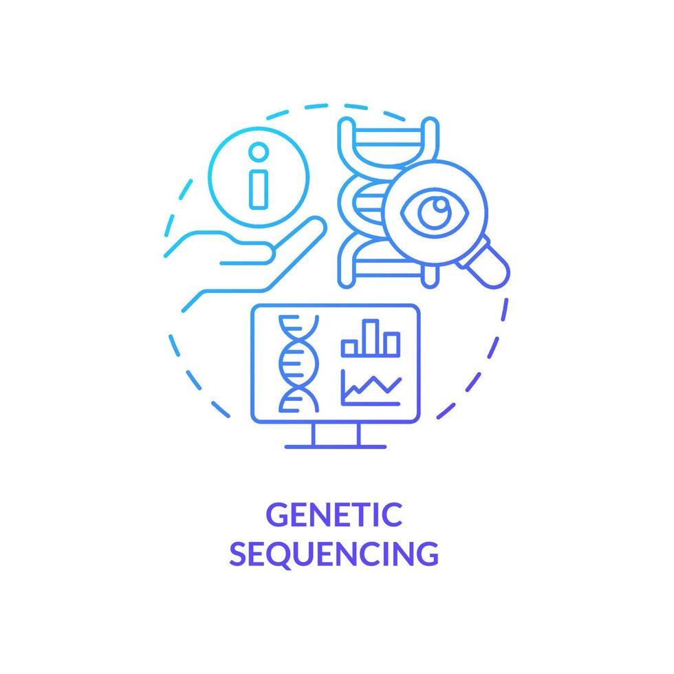 icono de concepto de gradiente azul de secuenciación genética. investigación de moléculas de adn. prevención de pandemia idea abstracta ilustración de línea delgada. dibujo de contorno aislado vector