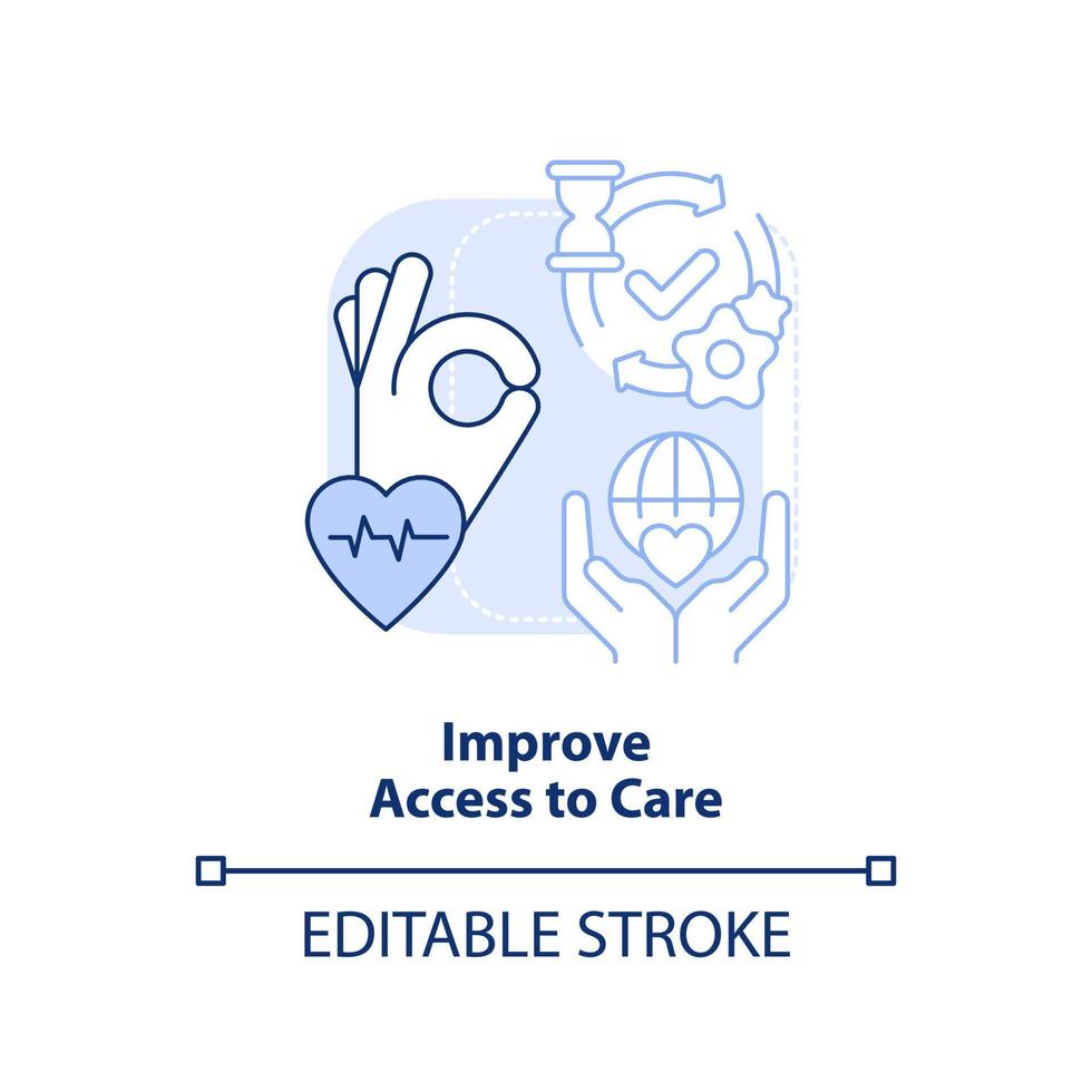 Improve access to care light blue concept icon. Building better health system abstract idea thin line illustration. Isolated outline drawing. Editable stroke. vector