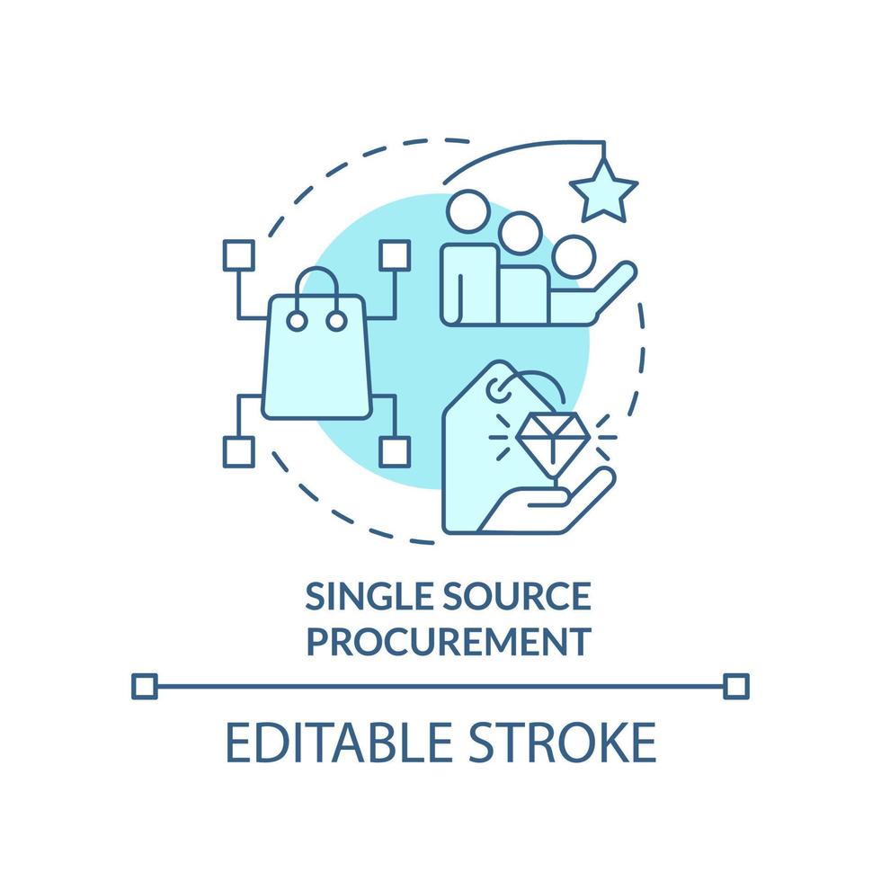 Single source procurement turquoise concept icon. Purchasing strategy example abstract idea thin line illustration. Isolated outline drawing. Editable stroke. vector