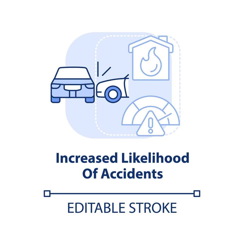 Increased likelihood of accidents light blue concept icon. Overcrowding problems abstract idea thin line illustration. Isolated outline drawing. Editable stroke. vector