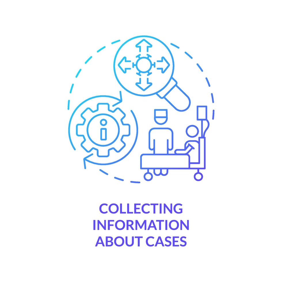 Collecting information about cases blue gradient concept icon. Data gathering. Disease monitoring abstract idea thin line illustration. Isolated outline drawing vector