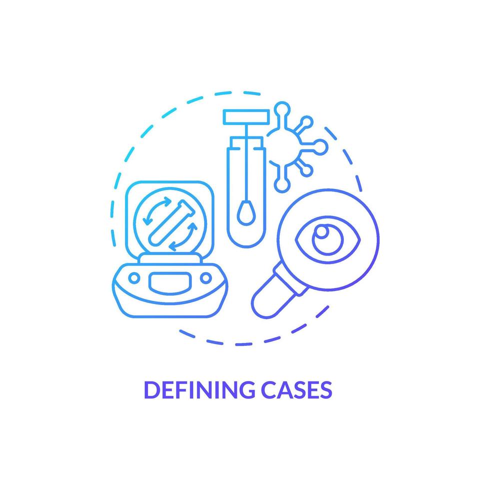 Defining cases blue gradient concept icon. Tracking infection and viruses. Disease monitoring abstract idea thin line illustration. Isolated outline drawing vector
