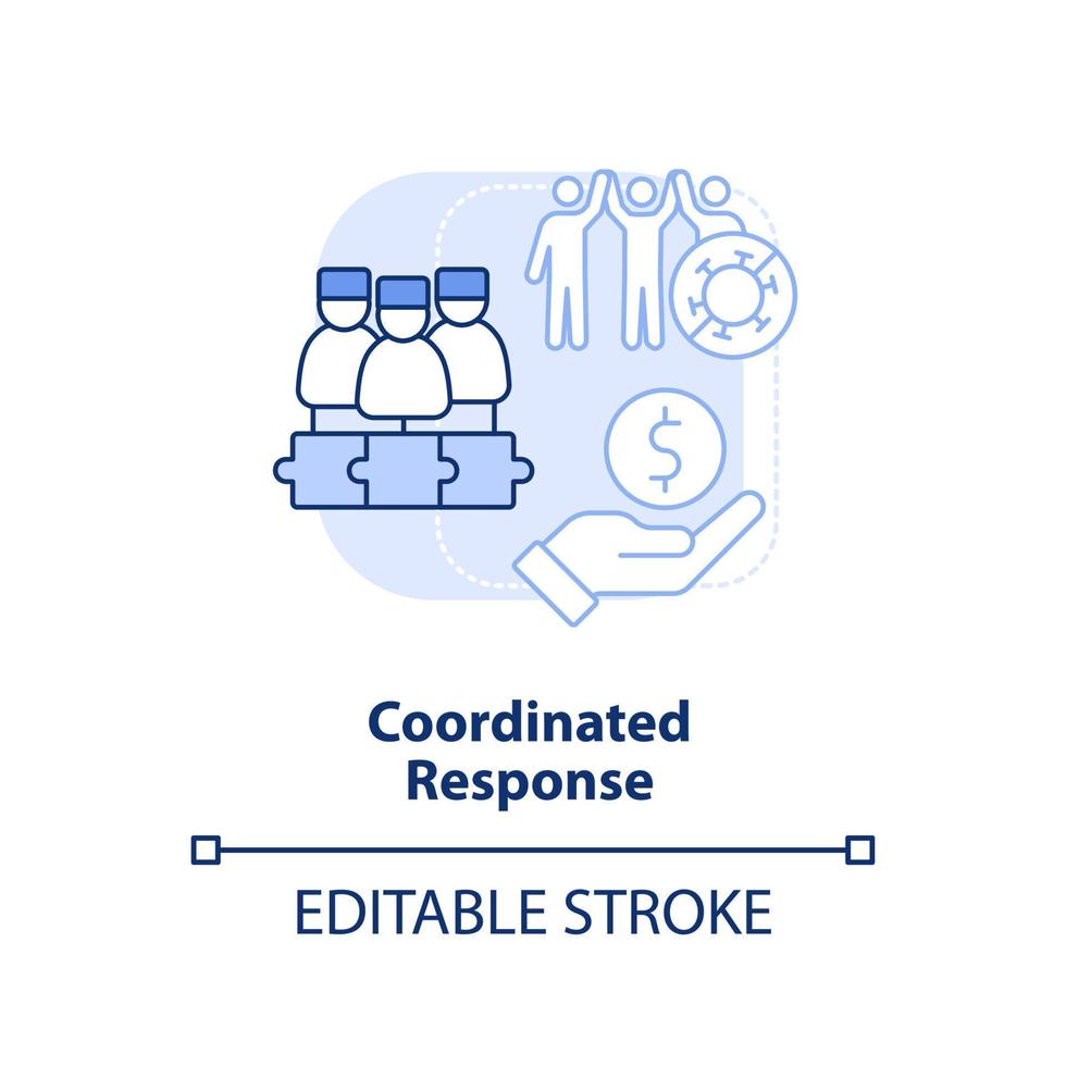 Coordinated response light blue concept icon. Future pandemic outbreaks preparedness abstract idea thin line illustration. Isolated outline drawing. Editable stroke. vector