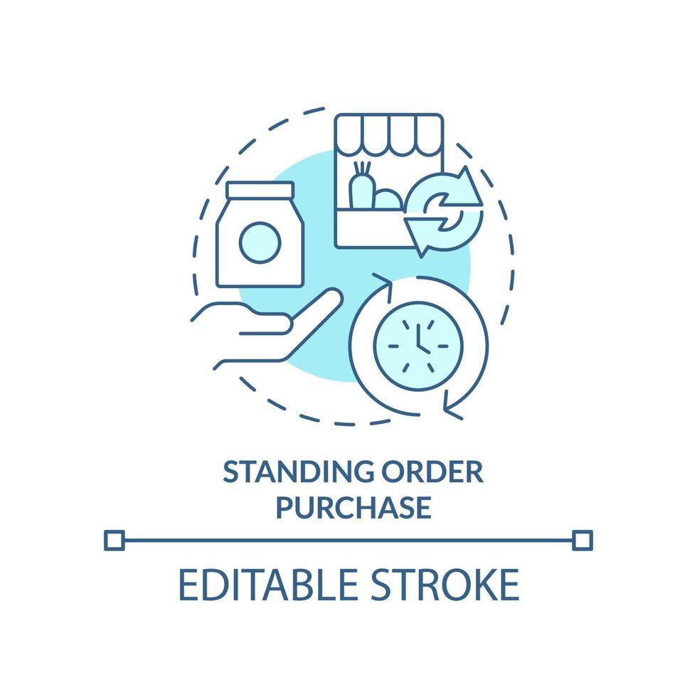 Standing order purchase turquoise concept icon. Food procurement method abstract idea thin line illustration. Isolated outline drawing. Editable stroke. vector