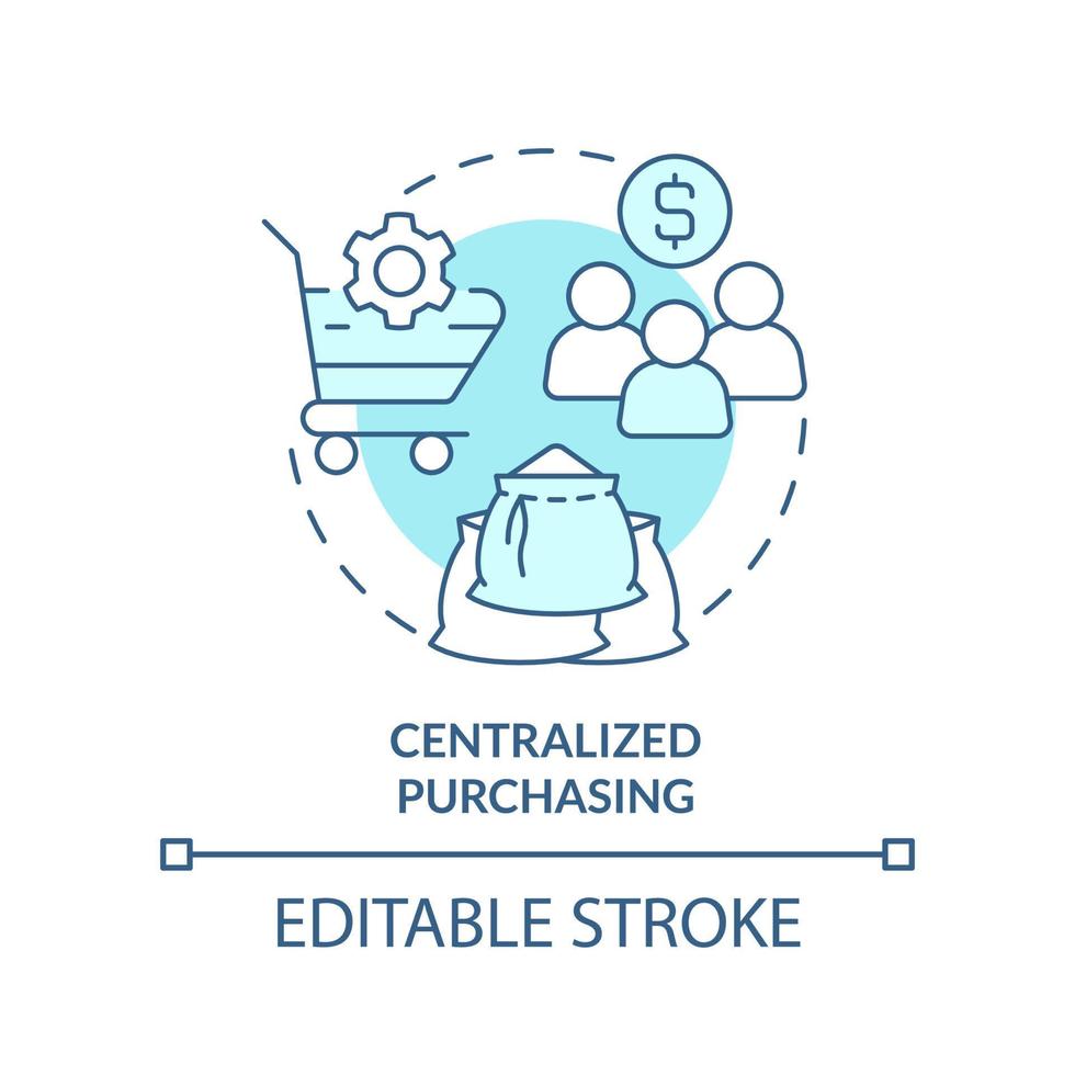 Centralized purchasing turquoise concept icon. Formal procurement method abstract idea thin line illustration. Isolated outline drawing. Editable stroke. vector