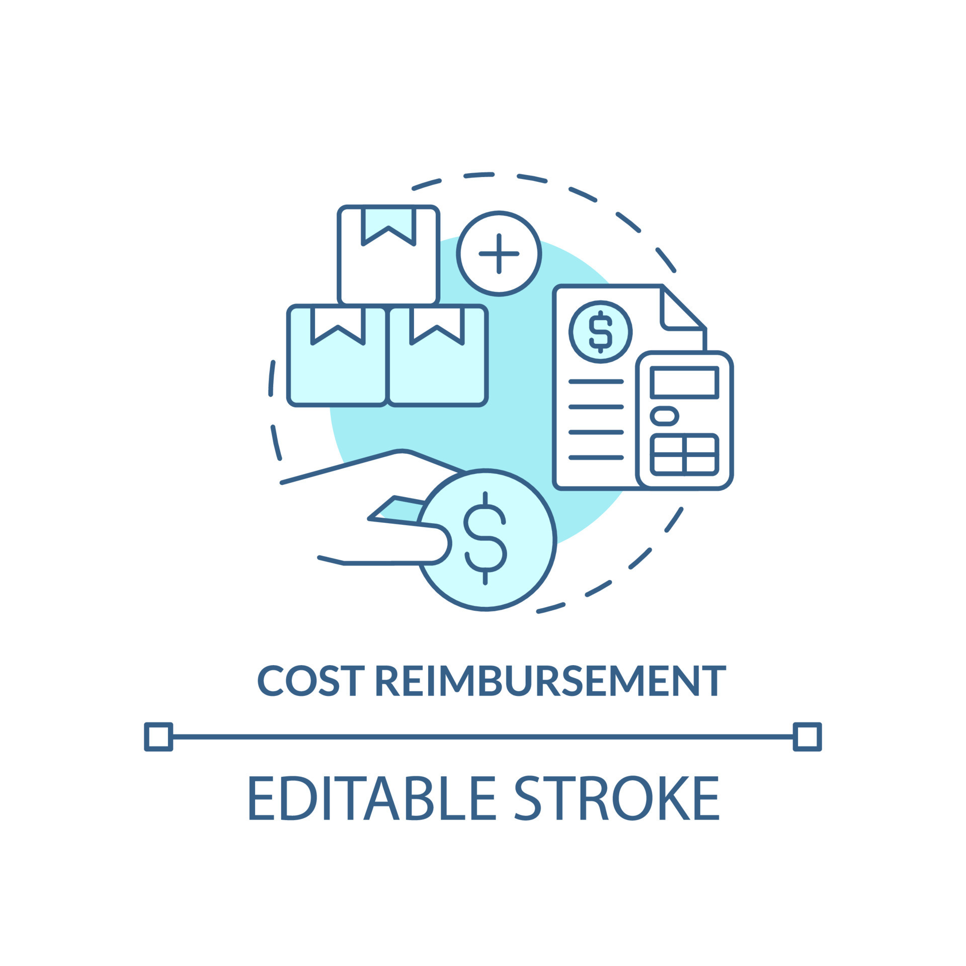Cost reimbursement turquoise concept icon. Type of contract abstract