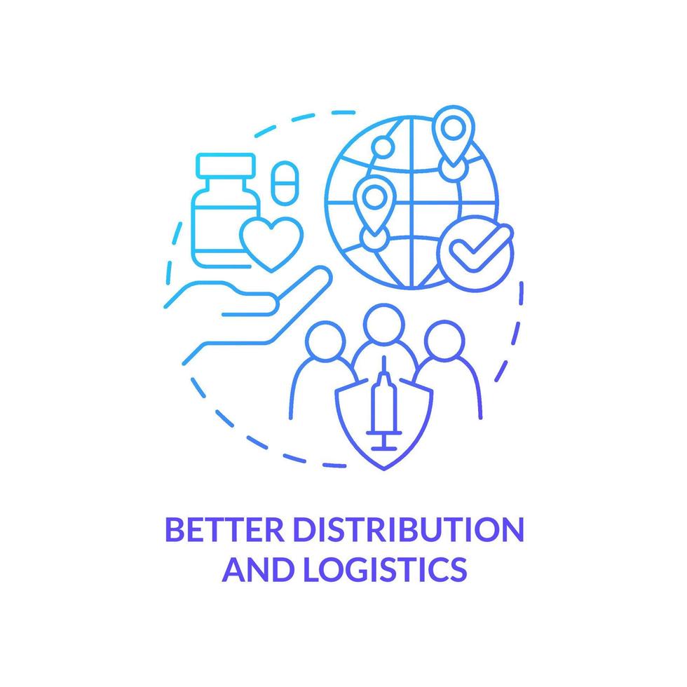 Better distribution and logistics blue gradient concept icon. Drugs availability. Pandemic prevention abstract idea thin line illustration. Isolated outline drawing vector