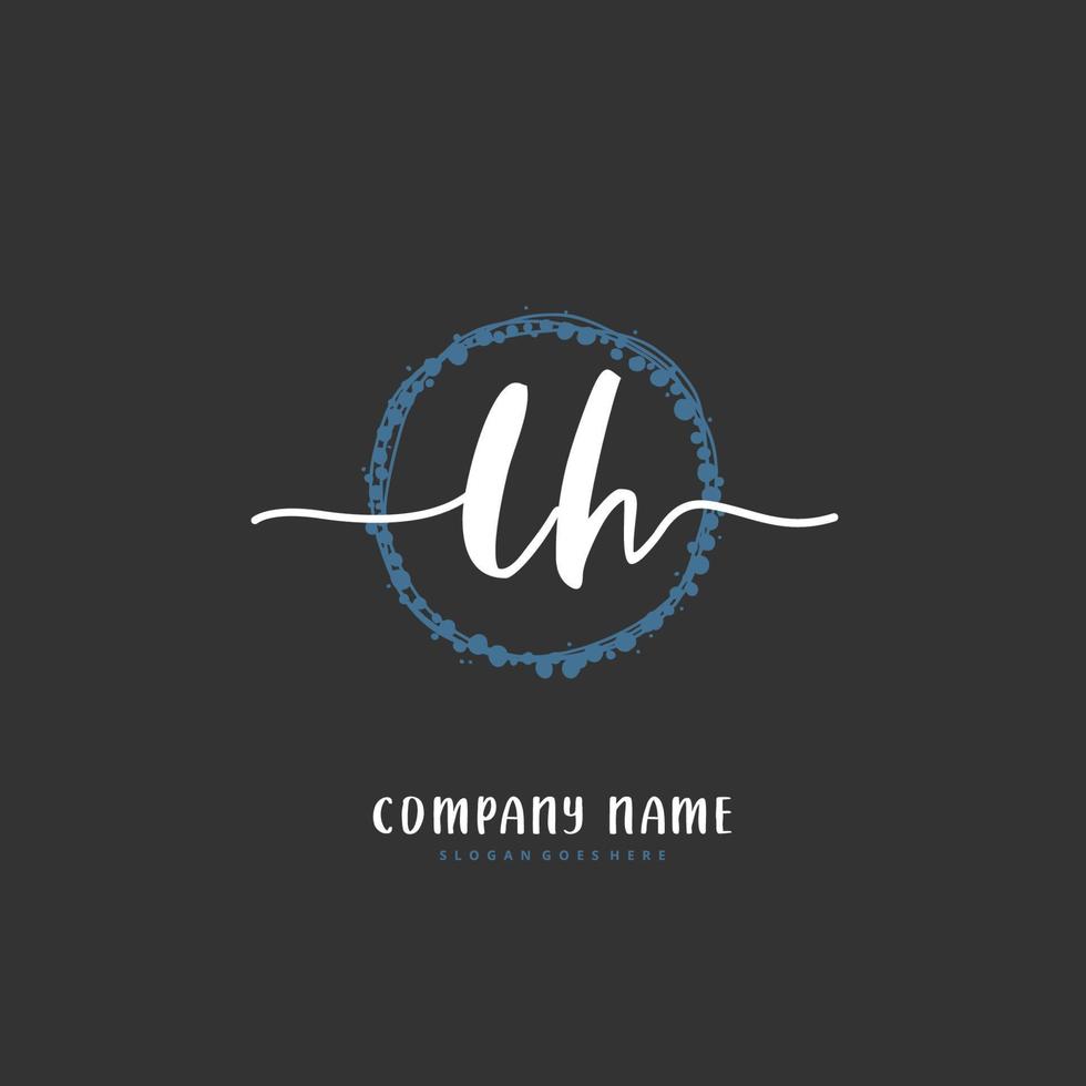 LH Initial handwriting and signature logo design with circle. Beautiful design handwritten logo for fashion, team, wedding, luxury logo. vector