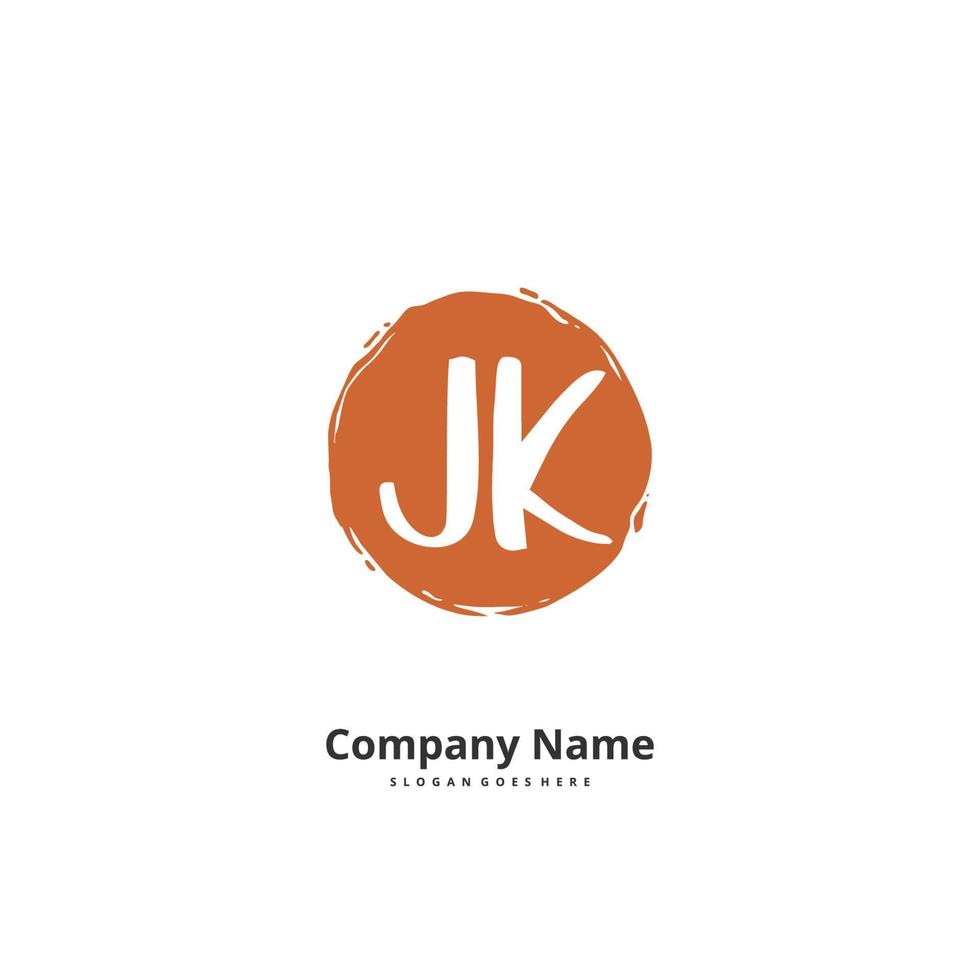 JK Initial handwriting and signature logo design with circle. Beautiful design handwritten logo for fashion, team, wedding, luxury logo. vector