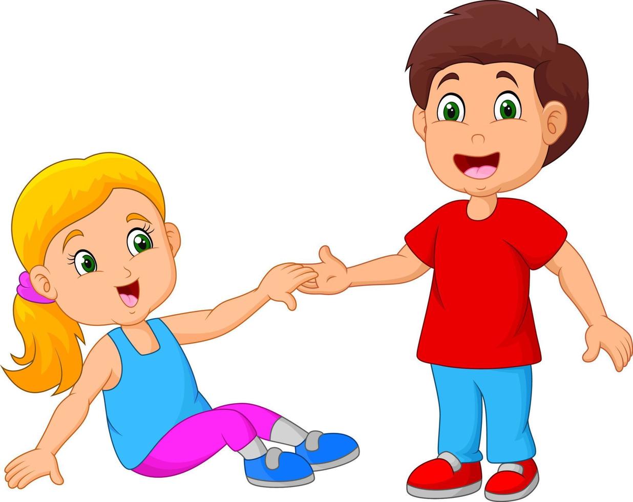 Boy Helping a Girl Stand Up vector