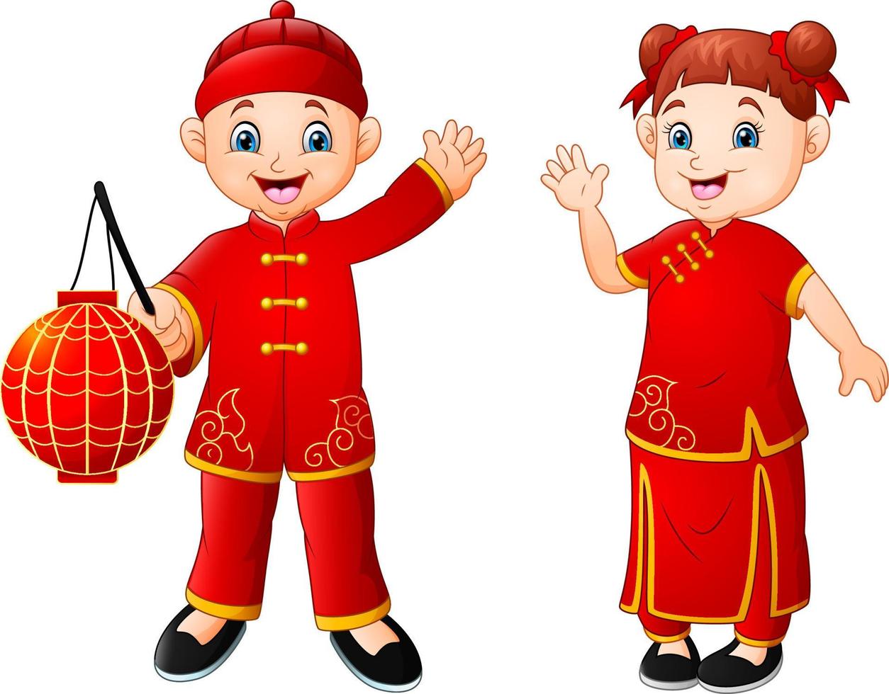 Cartoon cute boy and girl in chinese costume 12882716 Vector Art at Vecteezy