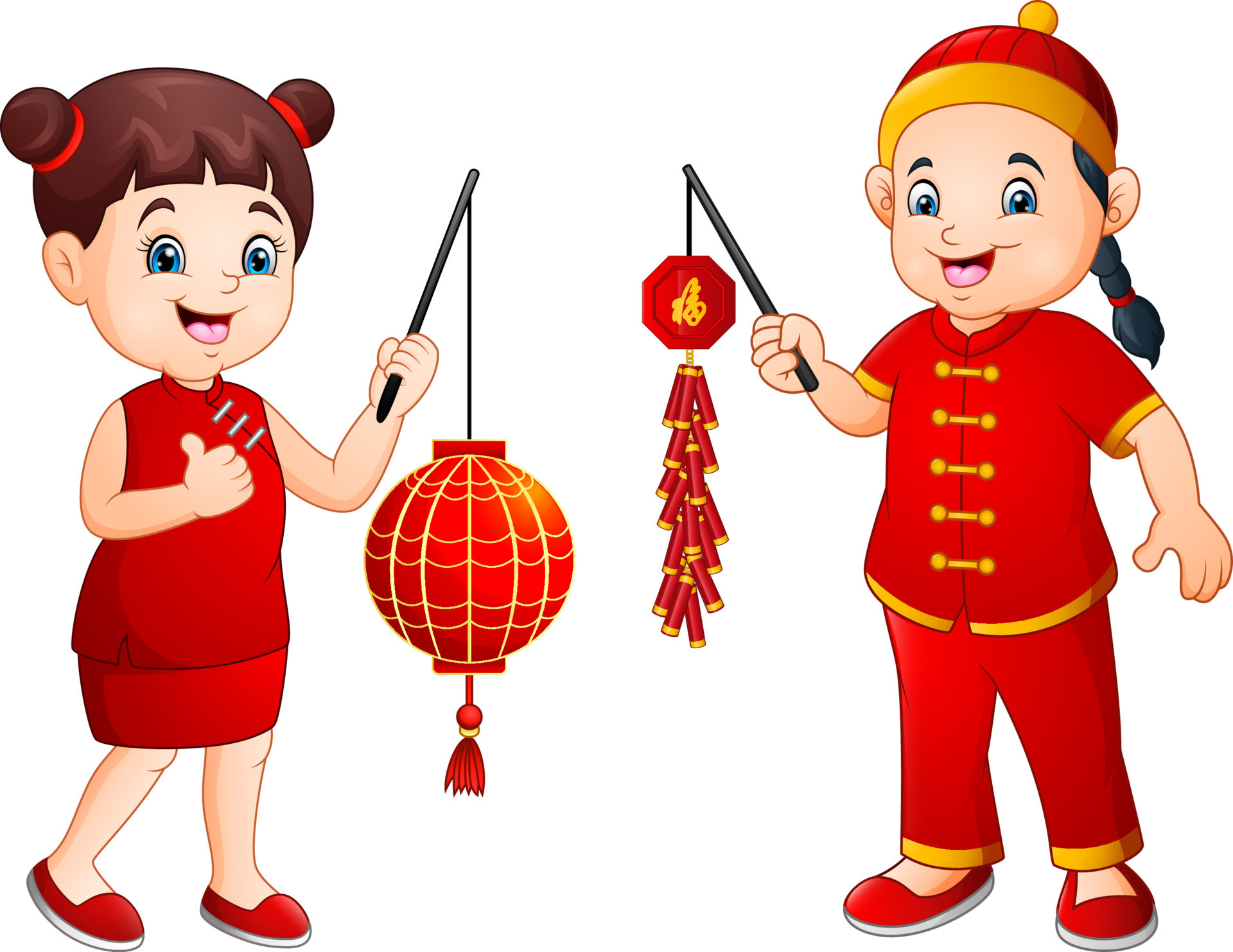 Cartoon cute boy and girl in chinese costume 12882734 Vector Art at Vecteezy