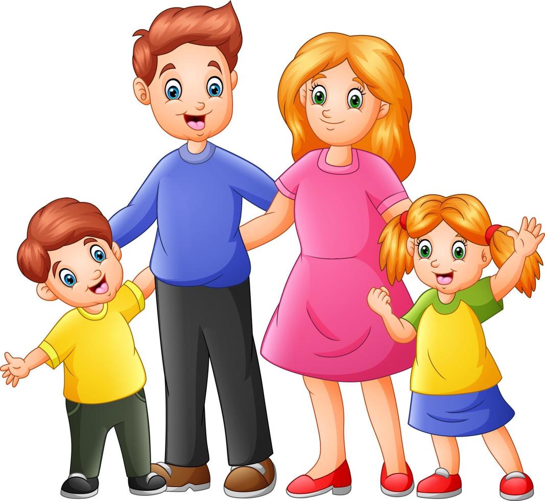 Group funny Happy family cartoon vector