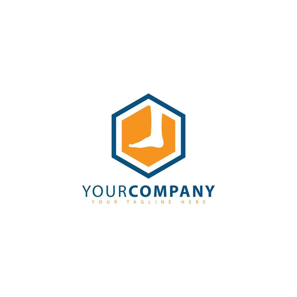 Hexagon feet massage logo design vector