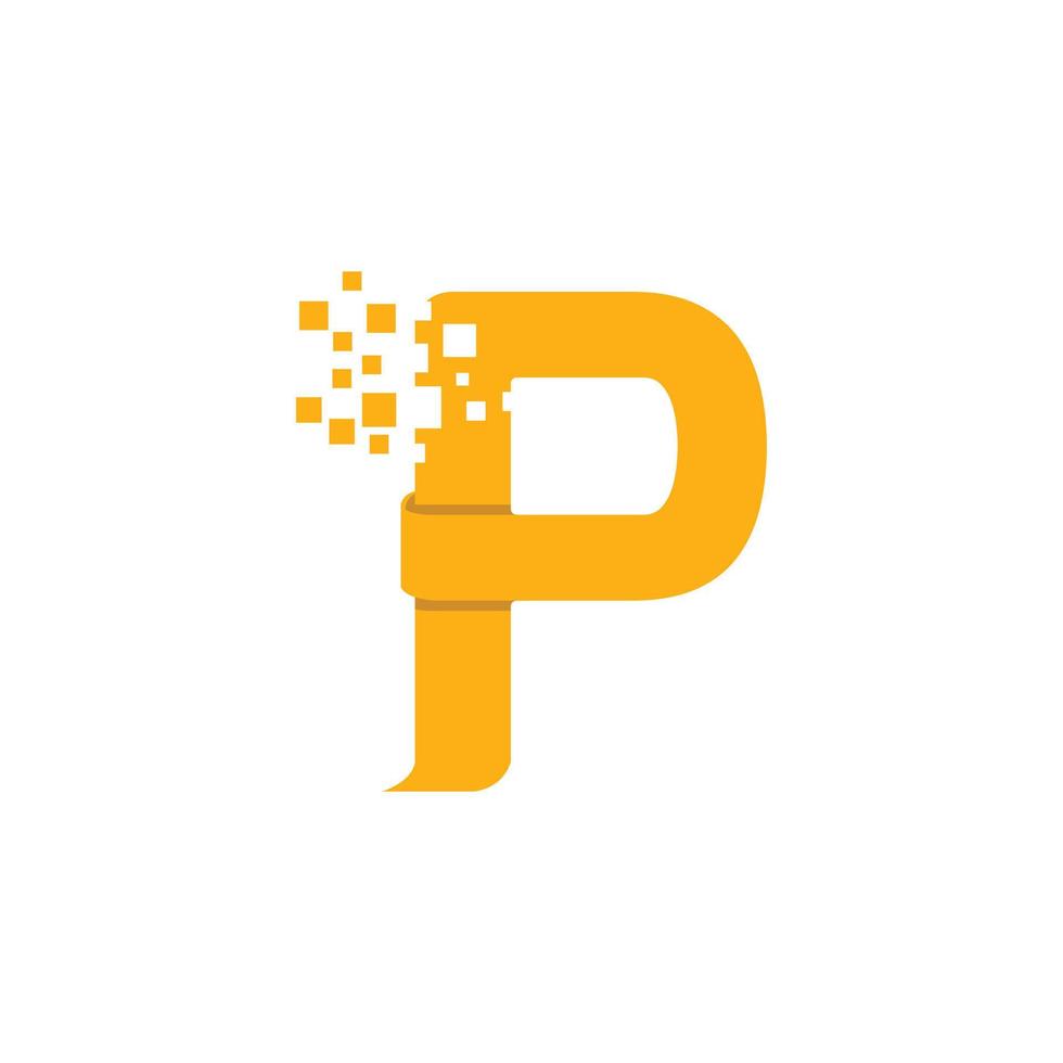 letra p logotipo de medios digitales vector