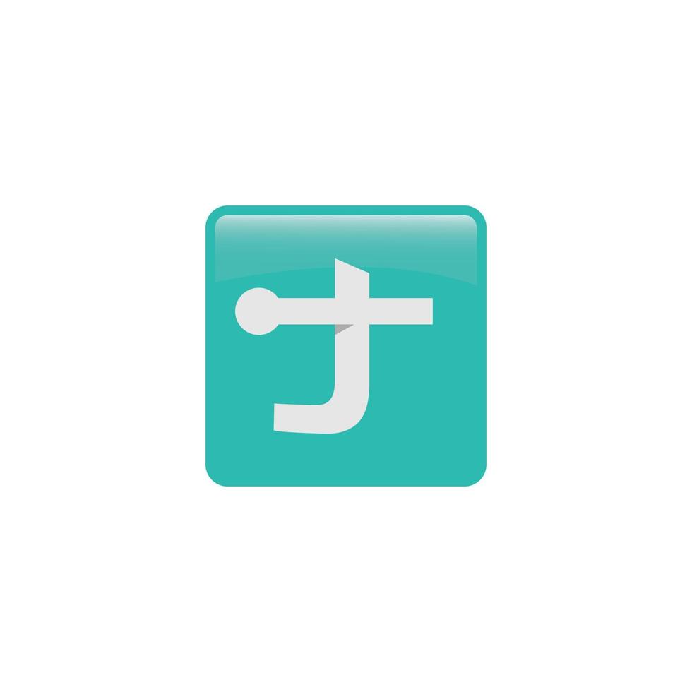 Letter T square mobile apps icon button vector