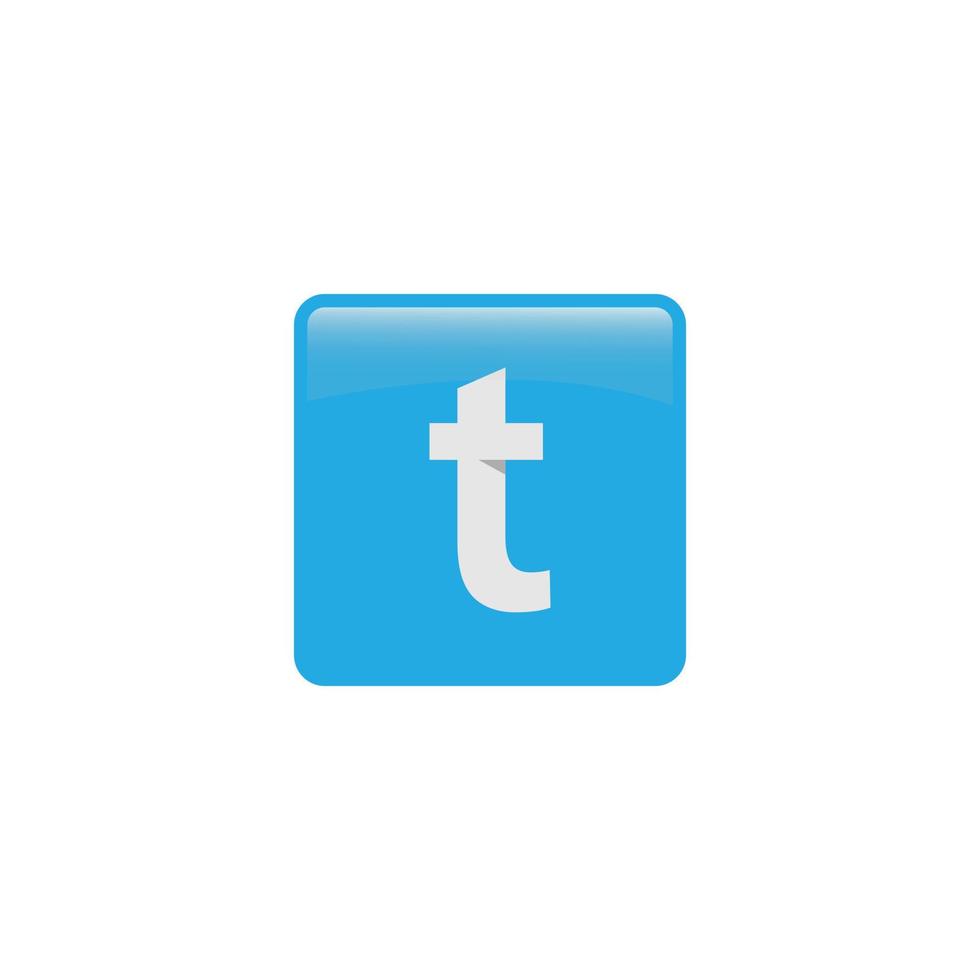 Letter T square mobile apps icon button vector