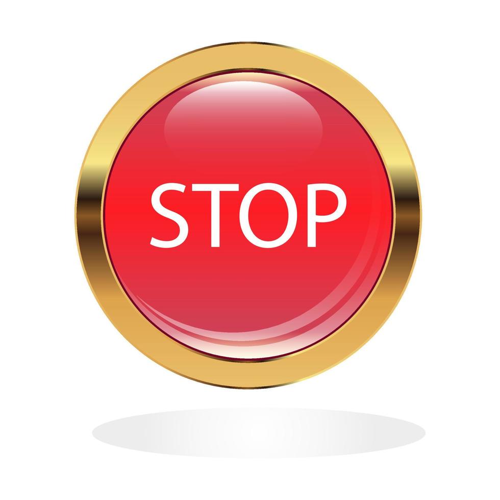 A circle of red color in a gold frame is depicted vector
