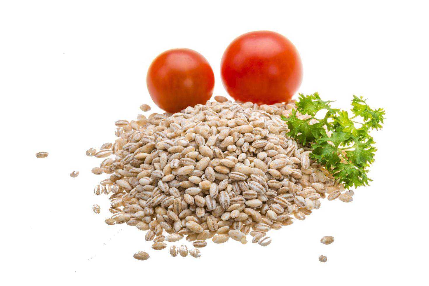 Pearl barley on white background photo