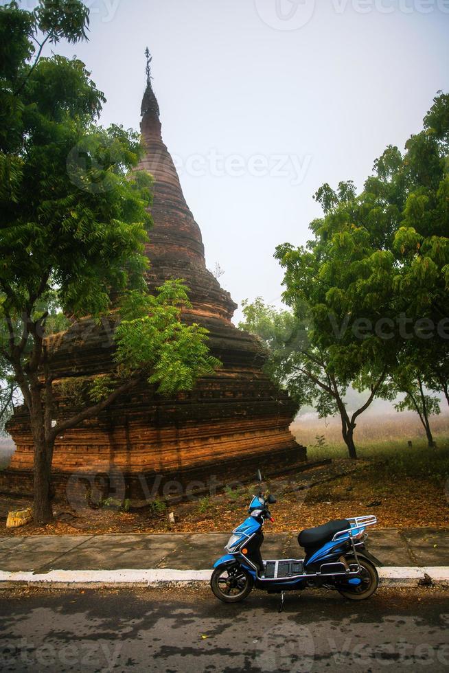 Street view of the ancient pagodas in old Bagan, an ancient city located in the Mandalay Region of Myanmar photo