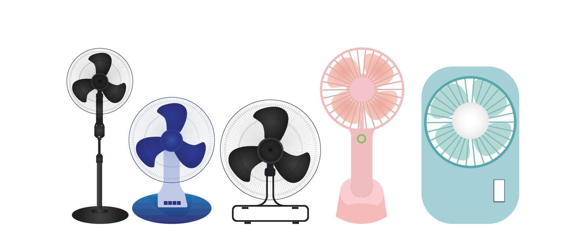 Collection of electric fans of various types vector