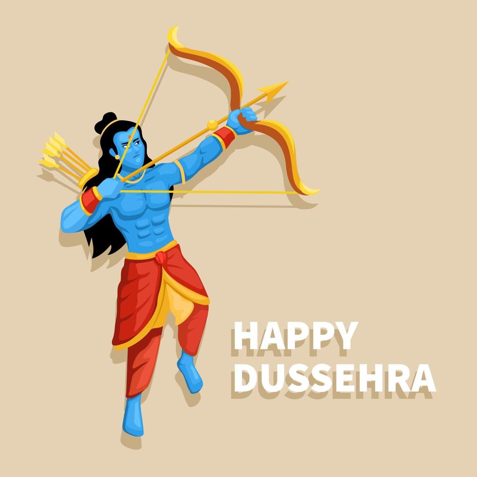 Happy Dussehra with Lord Rama archer figure character illustration vector