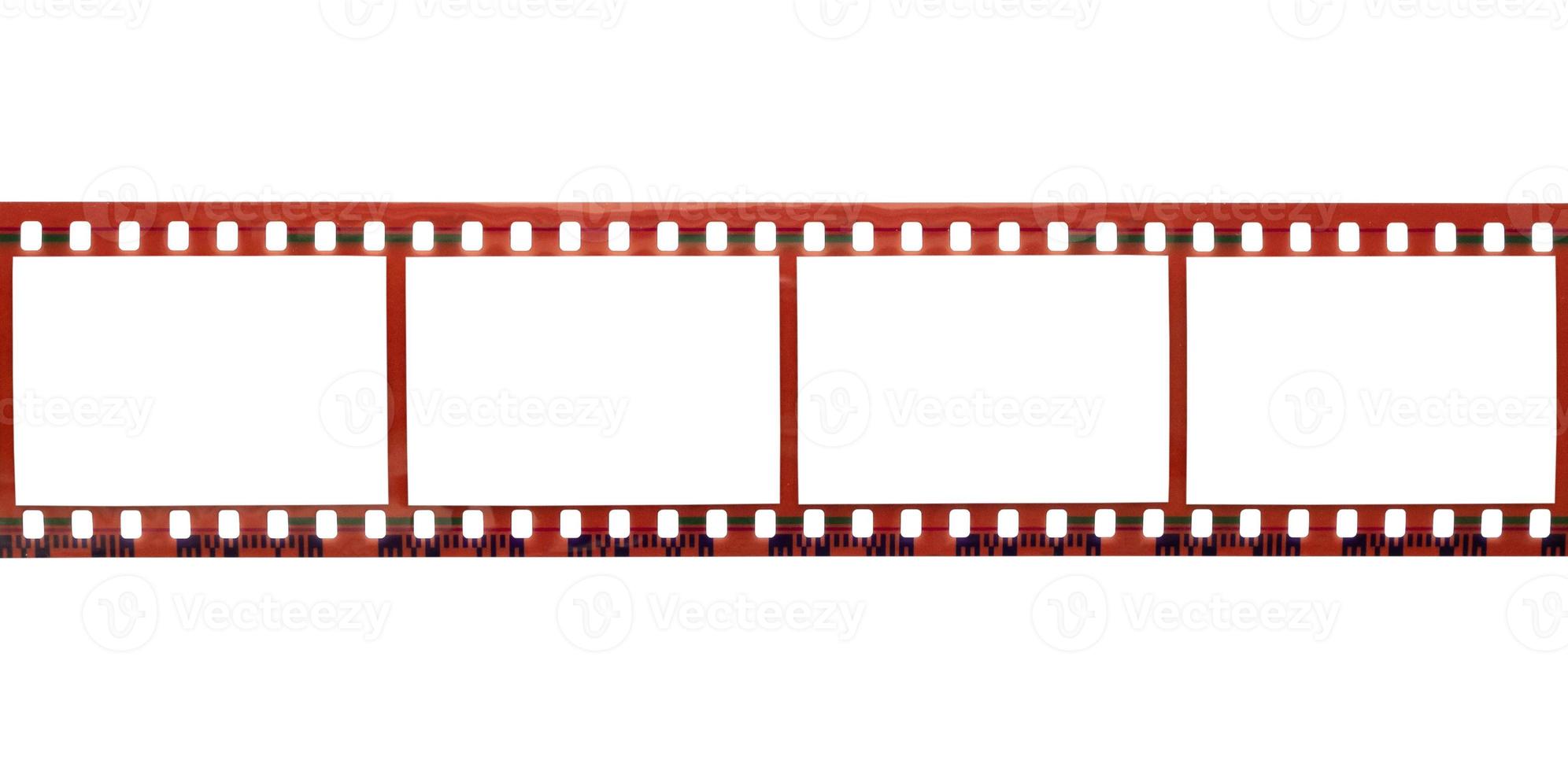 tira de película con espacio de copia marcos de imagen en blanco para foto aislado sobre fondo blanco