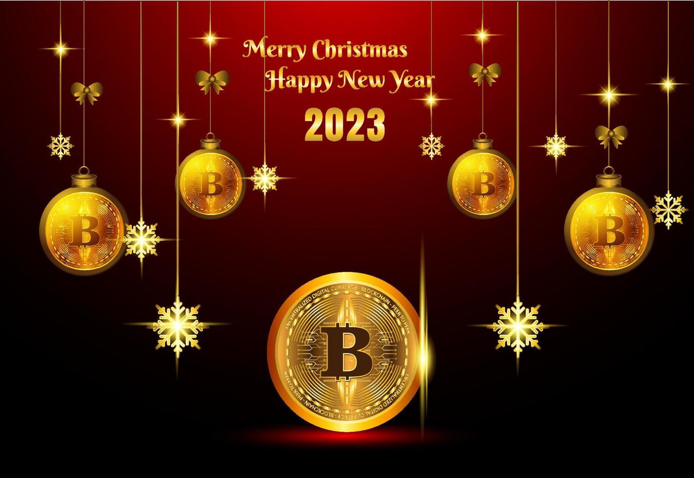 bitcoin cryptocurrency on christmas background vector