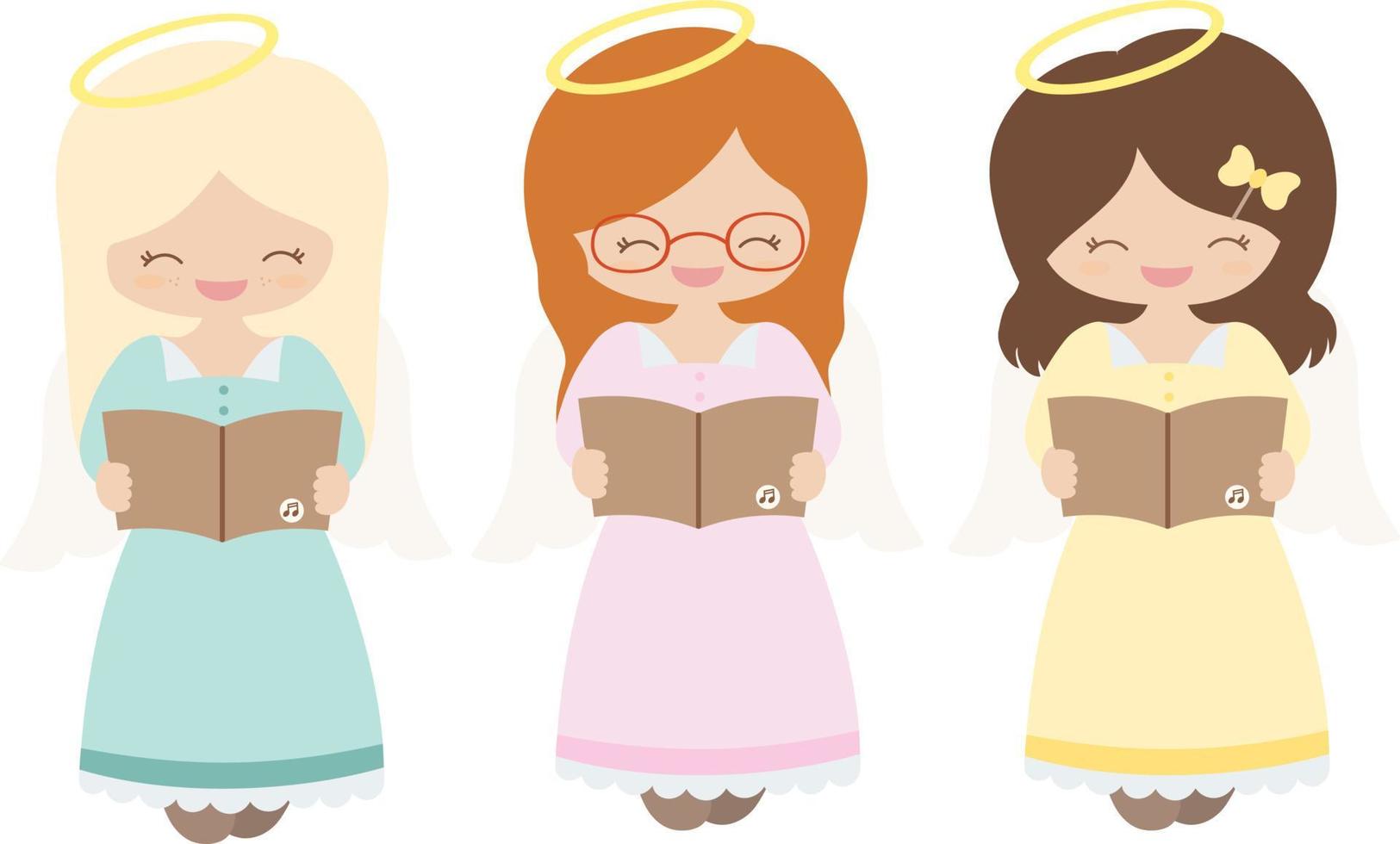 Sweet singing angels vector illustration