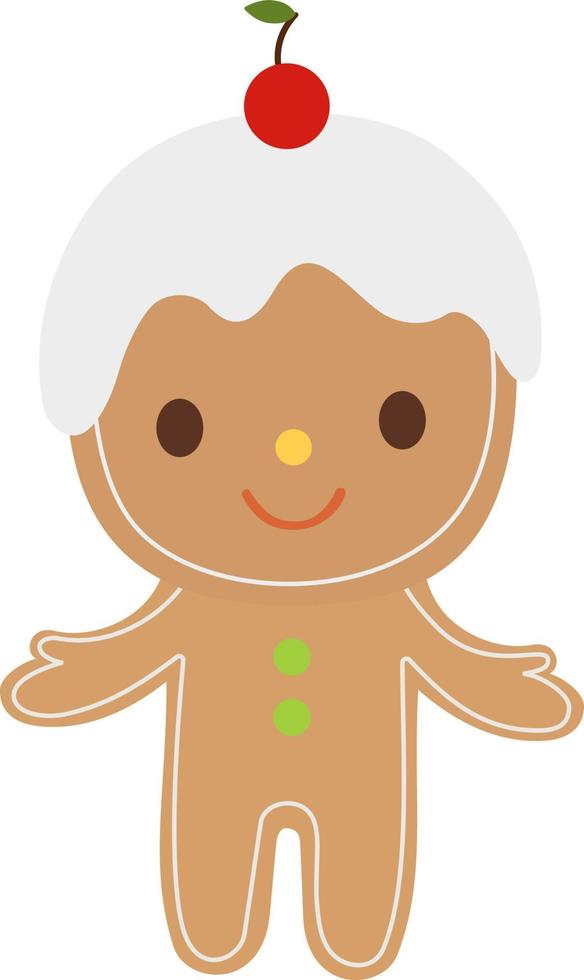 Gingerbread man with cherry vector illustration
