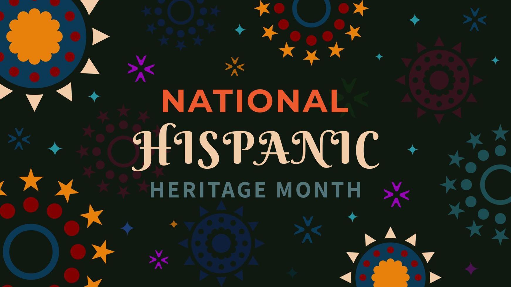 Hispanic heritage month. Abstract floral ornament background design, retro style with text vector