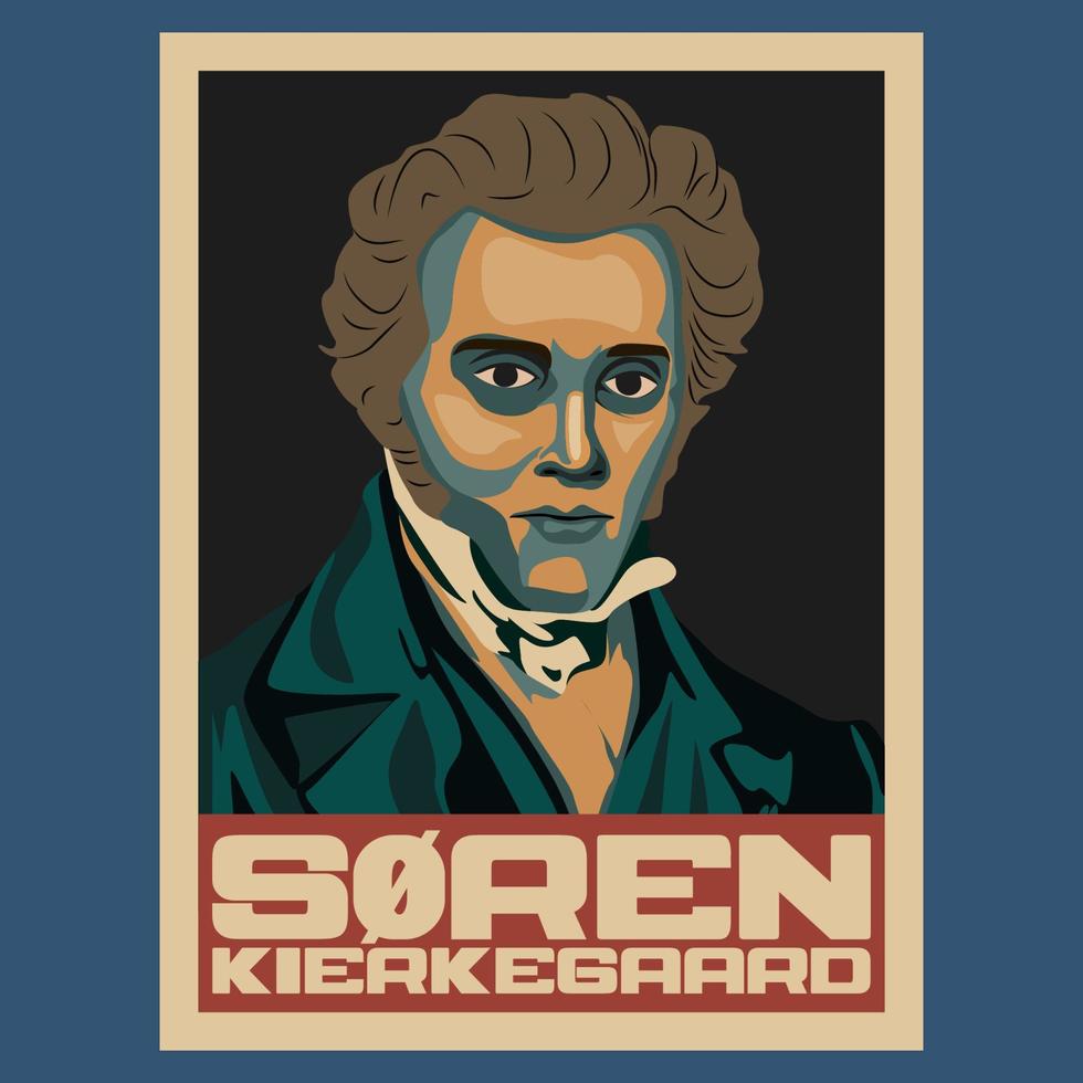 soren kierkegaard filósofo cartel retro vintage vector