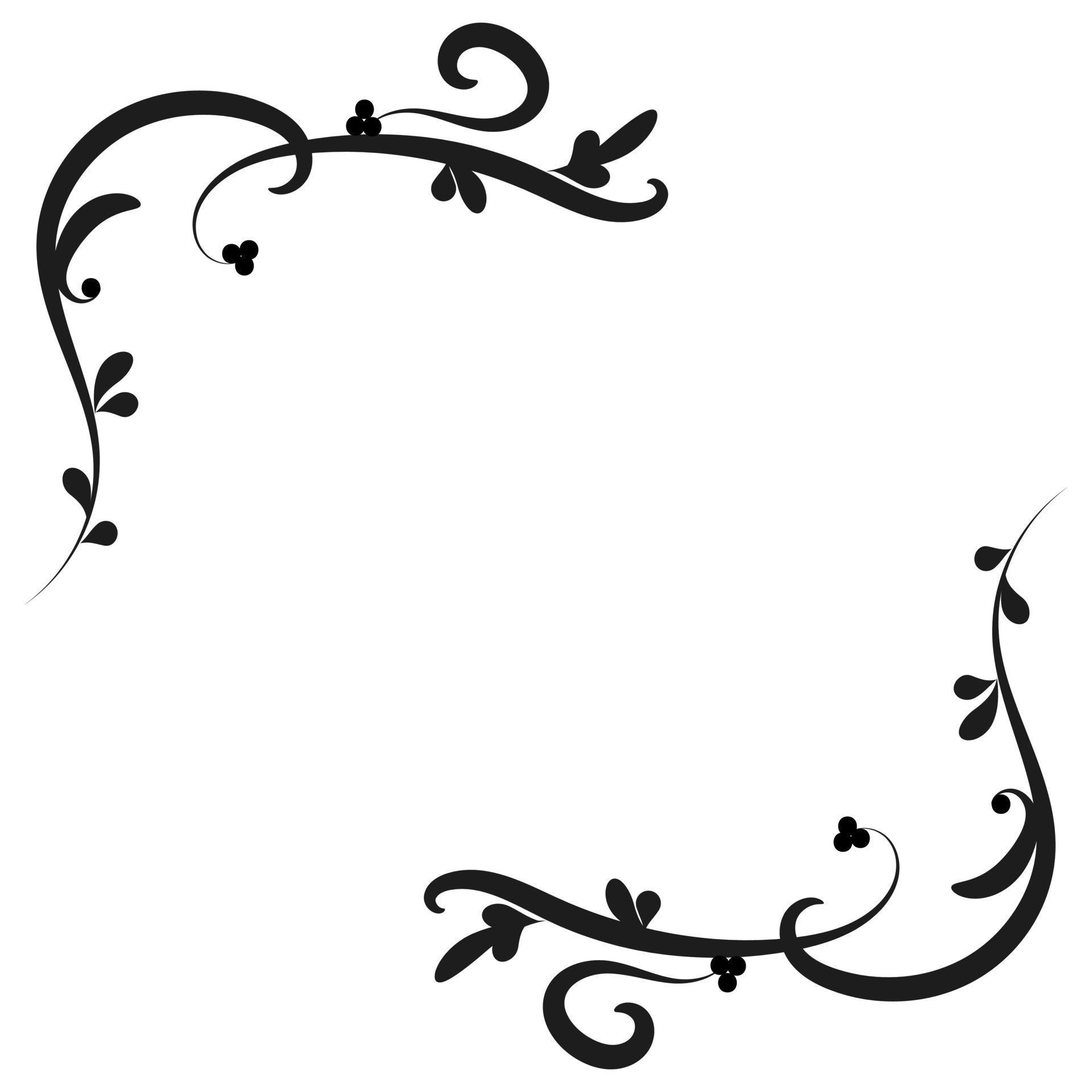 Corner floral ornament. Black corner floral pattern for stencil